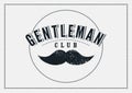 Gentleman Club monochrome vintage style emblem, label, badge, sign and logo design with mustache. Vector illustration.